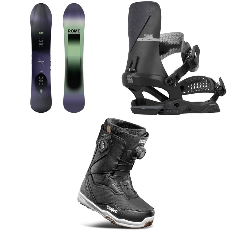 Rome Ravine Snowboard + Katana AW Snowboard Bindings + thirtytwo TM-2 Double Boa Snowboard Boots - Women's 2026