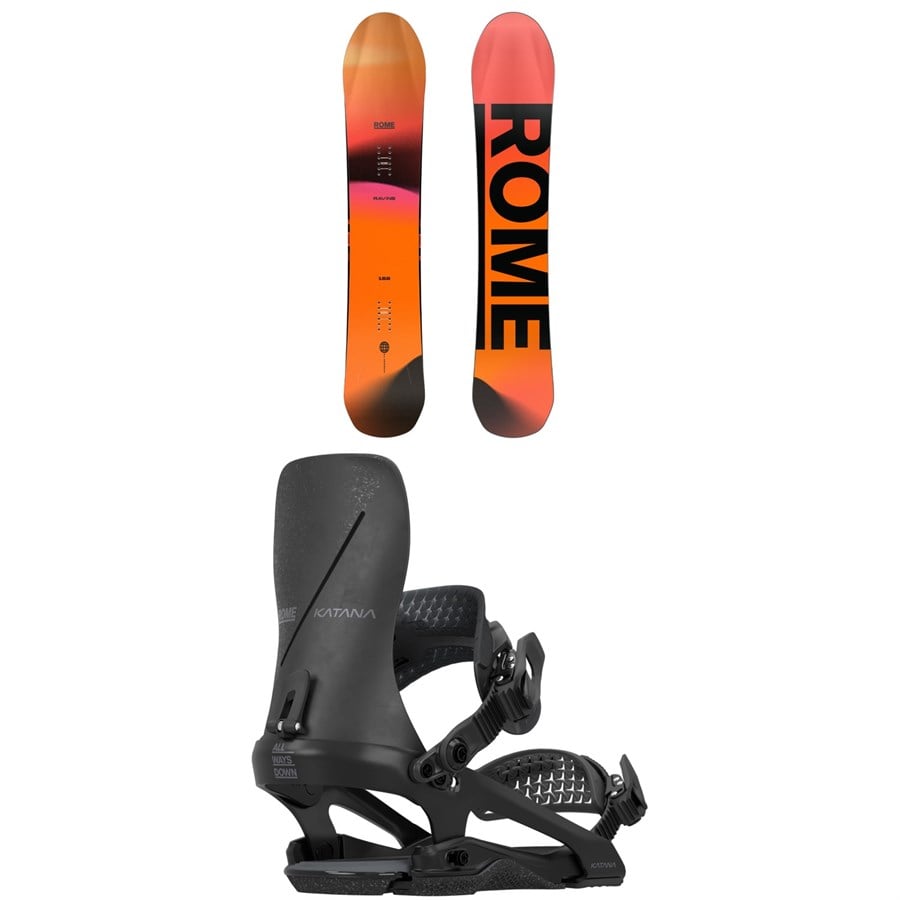 Rome Ravine Snowboard + Katana FW Snowboard Bindings 2026