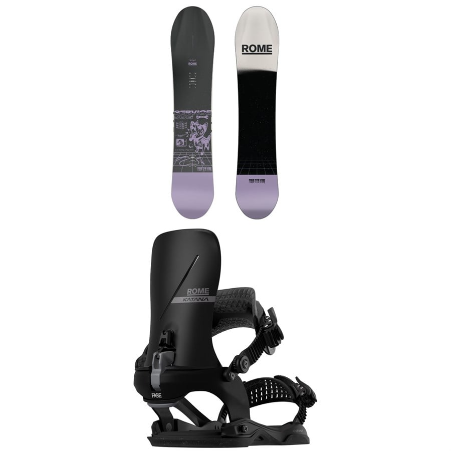 Rome Service Dog Snowboard + Katana AW FASE Snowboard Bindings 2026