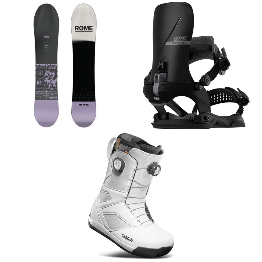 Rome Service Dog Snowboard + Katana AW FASE Snowboard Bindings + thirtytwo STW Double Boa Snowboard Boots 2026