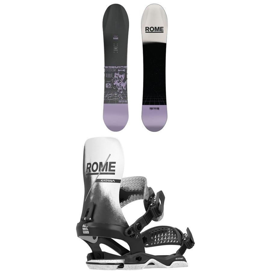 Rome Service Dog Snowboard + Katana AW Snowboard Bindings 2026
