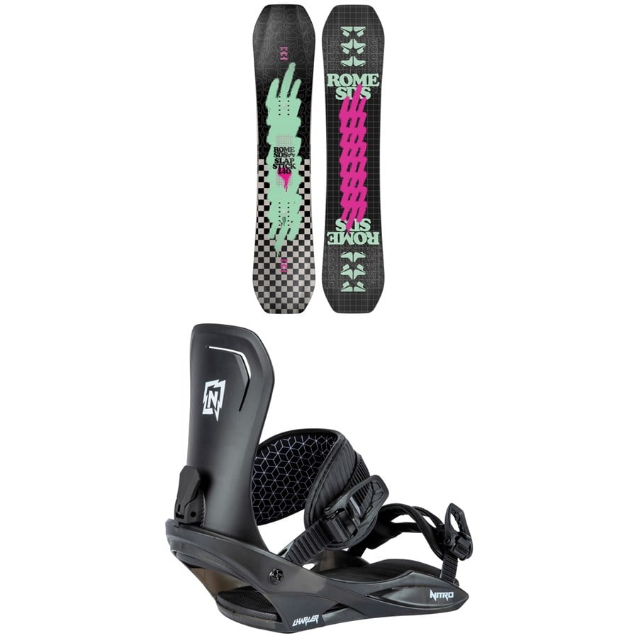 Rome Slapstick Snowboard + Nitro Charger Snowboard Bindings - Kids'