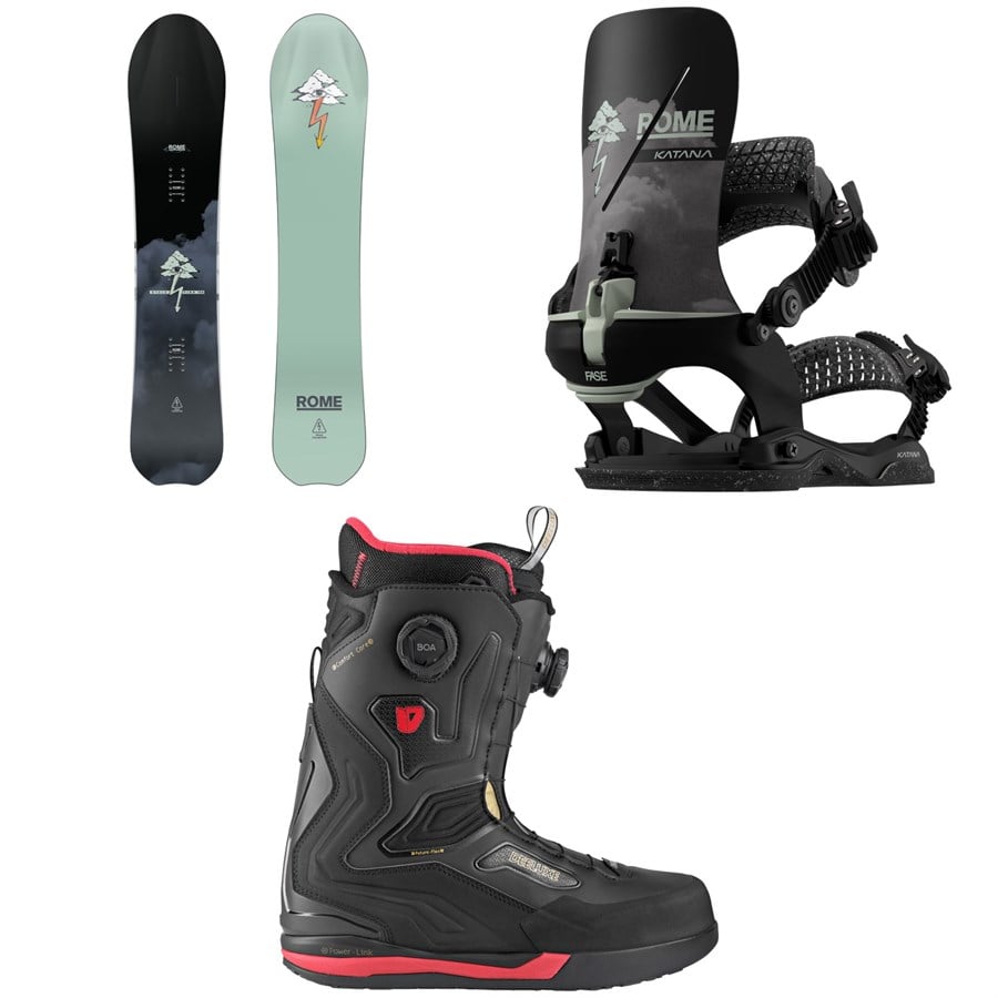 Rome Stale Fish Snowboard + Katana AW FASE X Stale Snowboard Bindings + Deeluxe ID Y-20 Snowboard Boots 2026