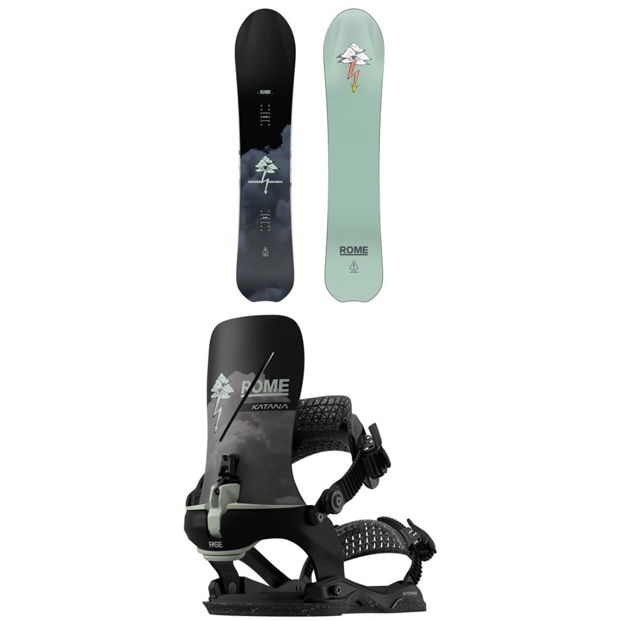 Rome Stale Fish Snowboard + Katana AW FASE X Stale Snowboard Bindings 2026