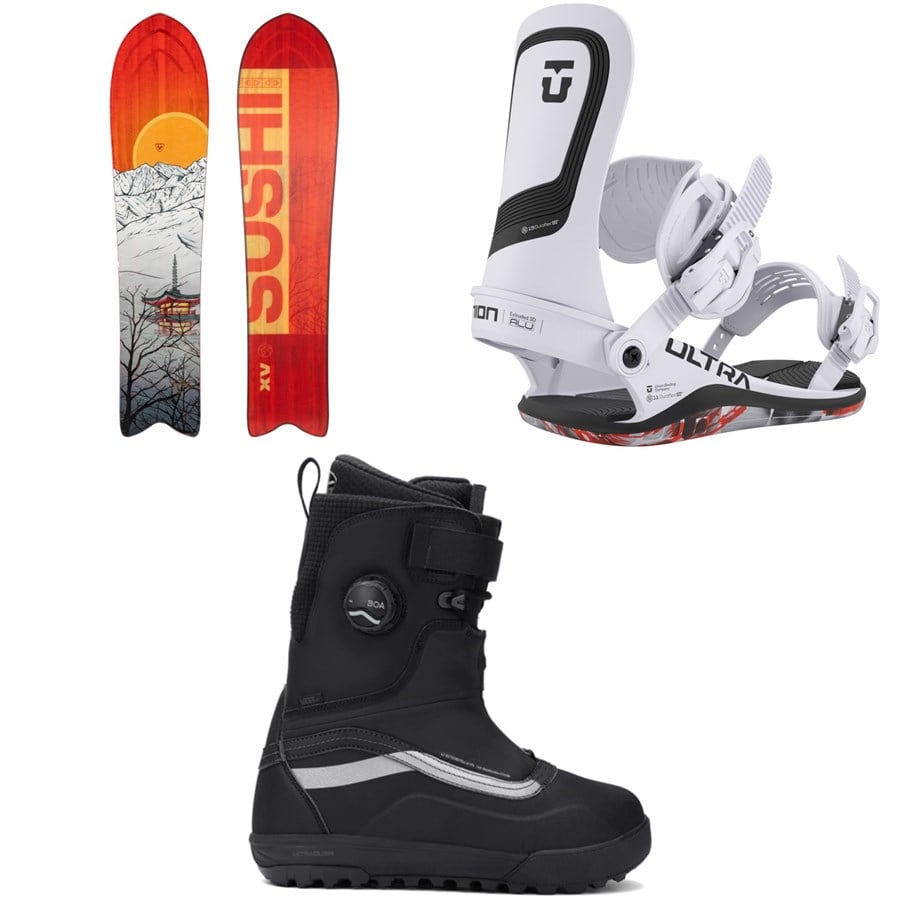 Rossignol XV Sushi Snowboard + Union Ultra Snowboard Bindings + Vans Infuse Snowsurf Snowboard Boots 2026
