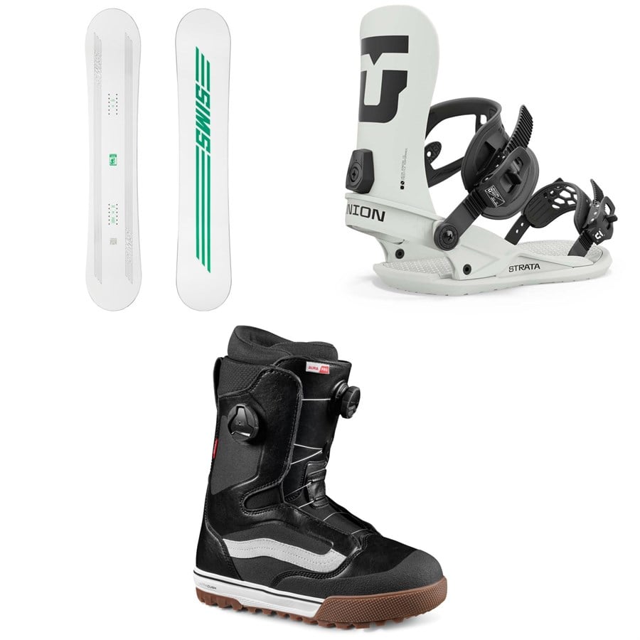 Sims ATV Snowboard + Union Strata Snowboard Bindings + Vans Aura Pro Snowboard Boots 2025