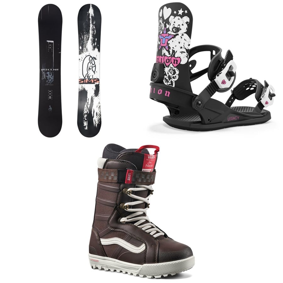 Sims Bowl Squad Pro Snowboard + Union Legacy Snowboard Bindings + Vans Hi-Standard Pro Snowboard Boots - Women's 2025