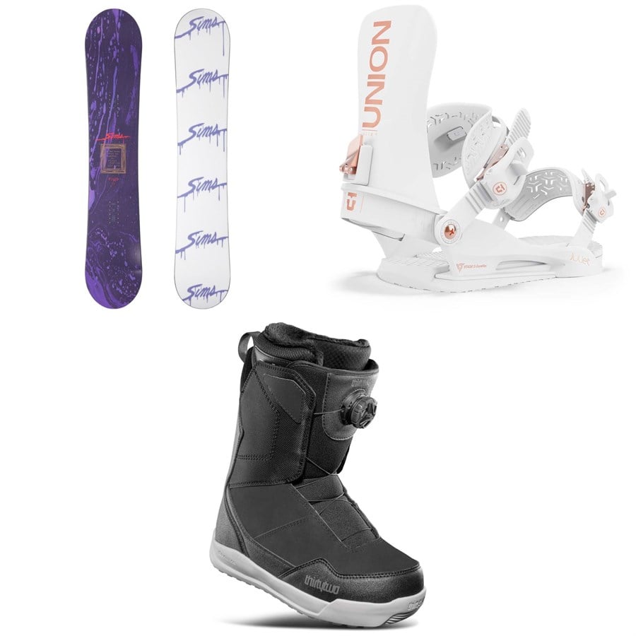 Sims Fluid Snowboard + Union Juliet Snowboard Bindings + thirtytwo Shifty Boa Snowboard Boots - Women's 2025