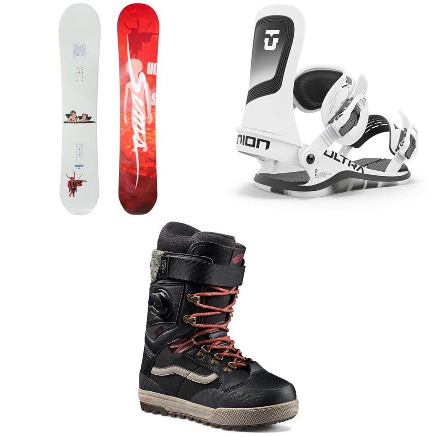 Sims Macrodose Snowboard + Union Ultra Snowboard Bindings + Vans Luna Ventana Pro Snowboard Boots - Women's 2025