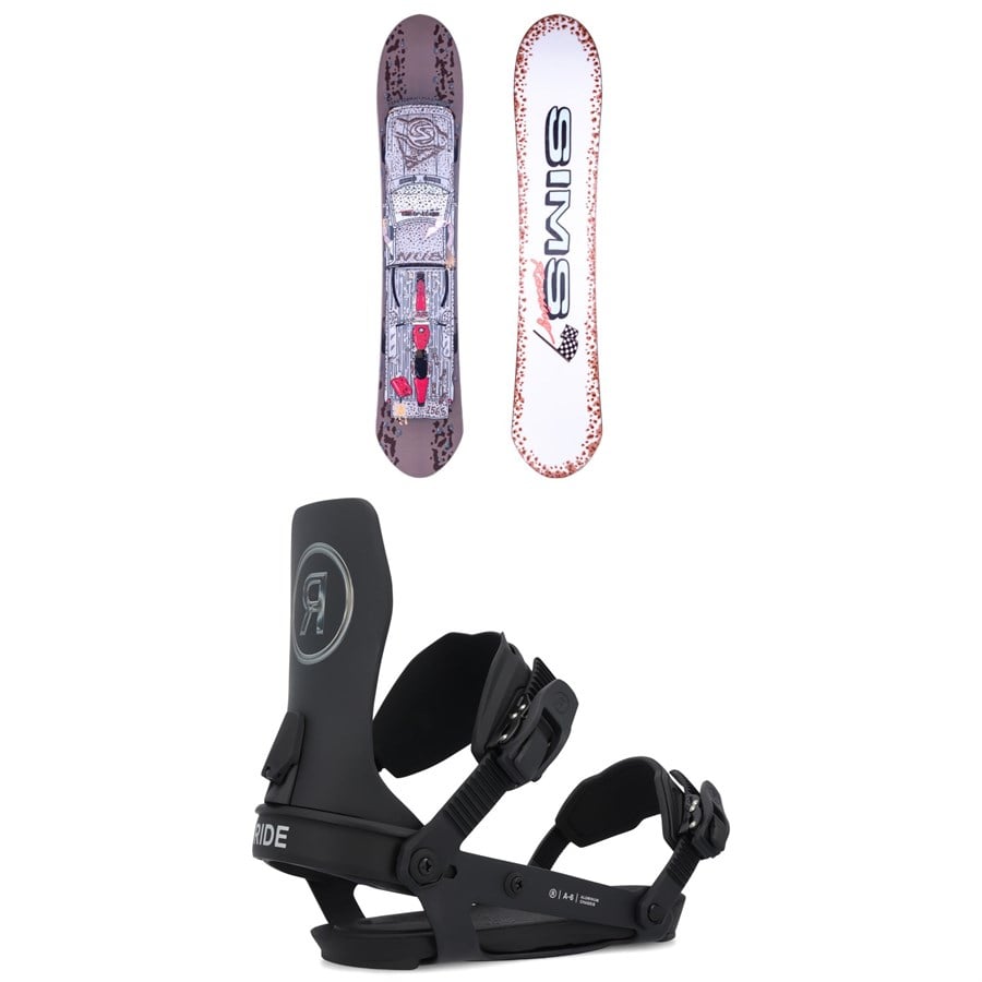 Sims Nub Snowboard 2024 + Ride A-6 Snowboard Bindings