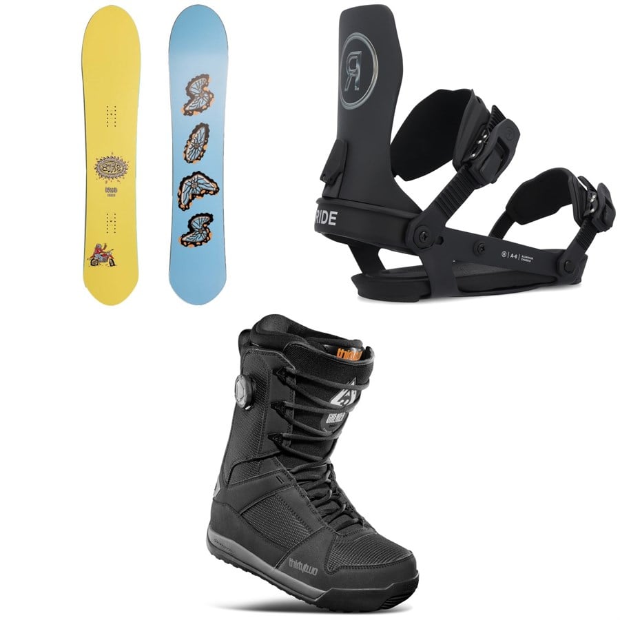 Sims Nub Snowboard + Ride A-6 Snowboard Bindings + thirtytwo Diesel Hybrid Snowboard Boots
