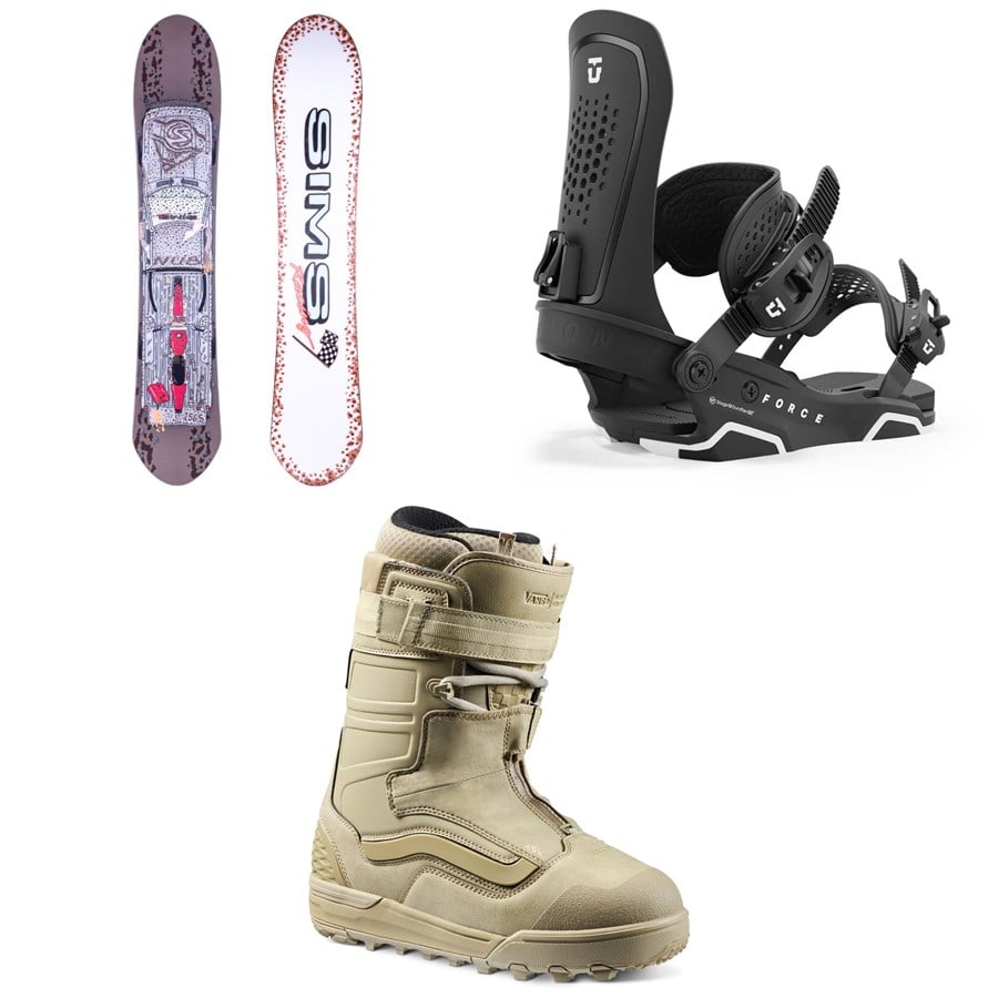 Sims Nub Snowboard + Union Force Snowboard Bindings + Vans Hi-Country & Hell-Bound Snowboard Boots