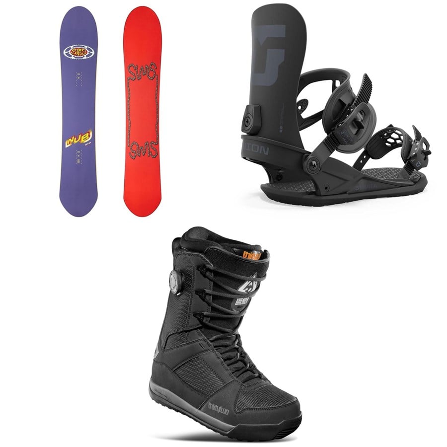 Sims Nub Snowboard + Union Strata Snowboard Bindings + thirtytwo Diesel Hybrid Snowboard Boots 2025