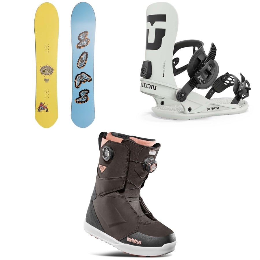 Sims Nub Snowboard + Union Strata Snowboard Bindings + thirtytwo Lashed Double Boa Snowboard Boots