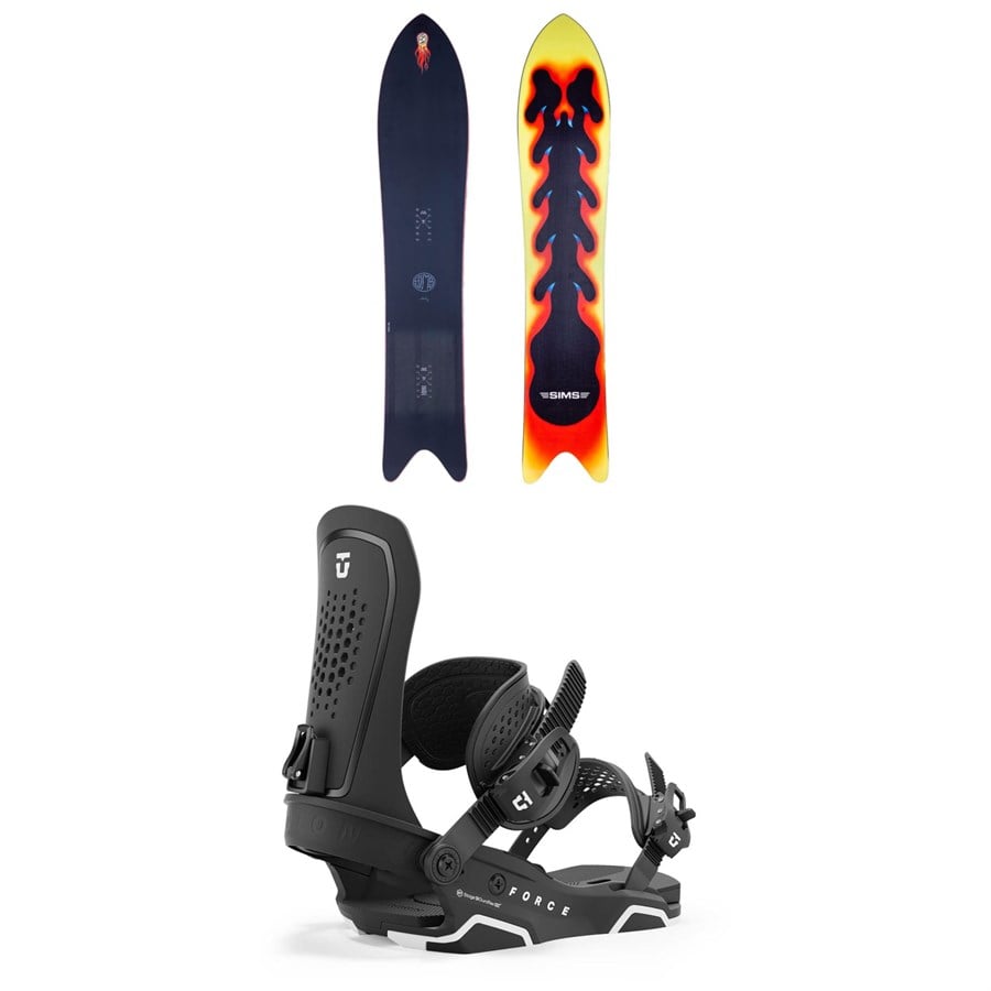 Sims Solo Snowboard + Union Force Snowboard Bindings