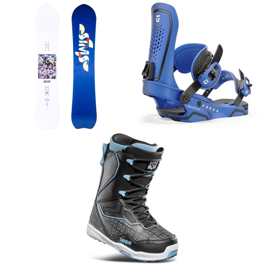 Sims UAP Snowboard + Union Force Snowboard Bindings + Thirtytwo TM-2 Snowboard Boots