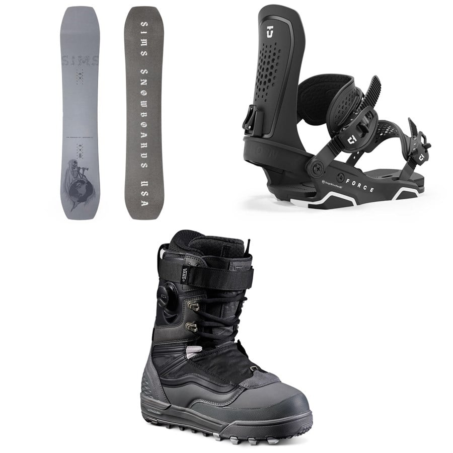 Sims Undertaker Snowboard + Union Force Snowboard Bindings + Vans Infuse Snowboard Boots 2025