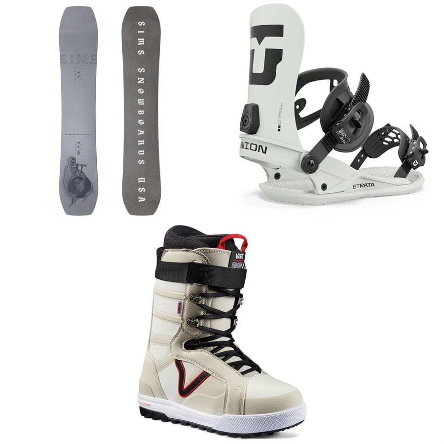 Sims Undertaker Snowboard + Union Strata Snowboard Bindings + Vans Hi-Standard Pro Snowboard Boots 2025