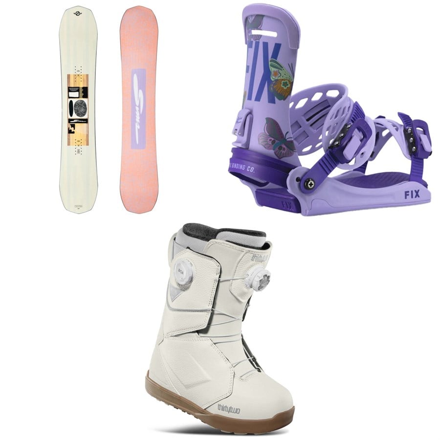 Sims Vanilla Snowboard + Fix Iris Pro Snowboard Bindings + thirtytwo Lashed Double Boa Snowboard Boots - Women's 2025