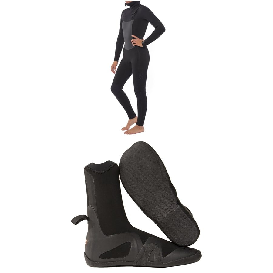 Sisstrevolution 5/4 7 Seas Hooded Chest Zip Wetsuit + 5mm Round Toe Wetsuit Boots - Women's