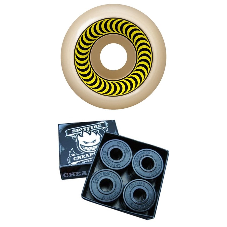 Spitfire Formula Four 99a OG Classic Skateboard Wheels + Spitfire Cheapshots Bearings