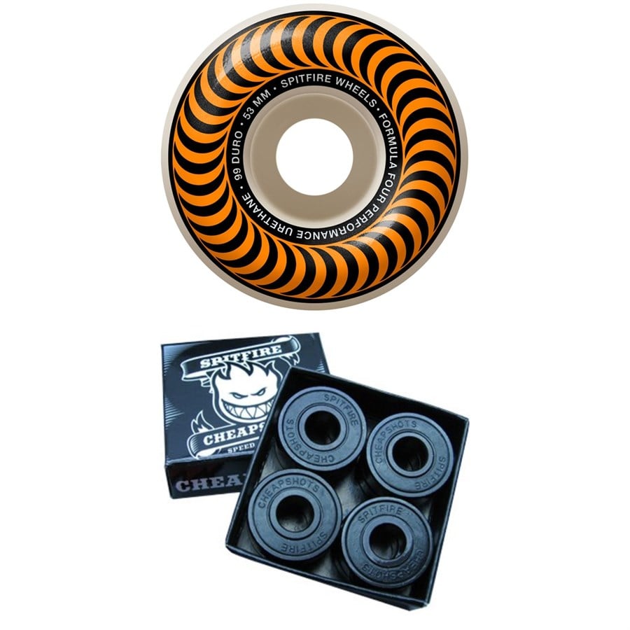 Spitfire Formula Four 99d Classics Skateboard Wheels + Spitfire Cheapshots Bearings