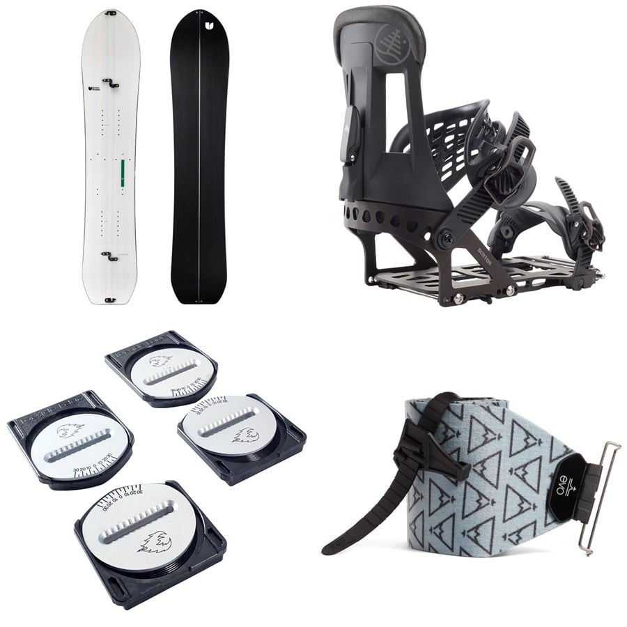 United Shapes Covert Splitboard + Burton Hitchhiker Splitboard Bindings + Spark R&D Spark Pucks + Evo X Pomoca Pro Glide Splitboard Skins