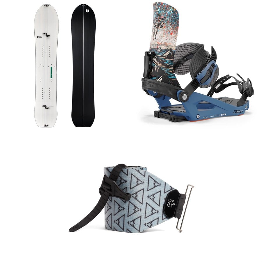 United Shapes Covert Splitboard + Union Charger Pro Splitboard Bindings + evo x Pomoca Pro Glide Splitboard Skins 2025