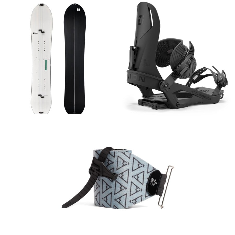 United Shapes Covert Splitboard + Union Charger Splitboard Bindings + evo x Pomoca Pro Glide Splitboard Skins 2025