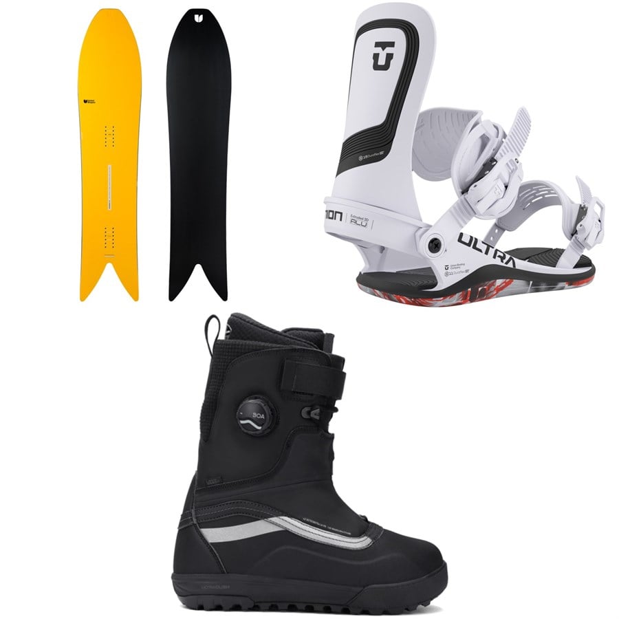 United Shapes Experiment Snowboard + Union Ultra Snowboard Bindings + Vans Infuse Snowsurf Snowboard Boots 2026