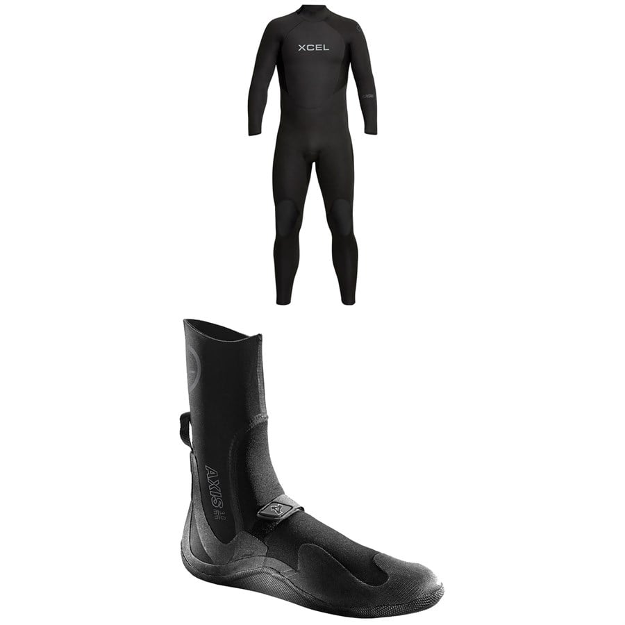 XCEL 4/3 Axis Back Zip Wetsuit + 3mm Axis Round Toe Wetsuit Boots