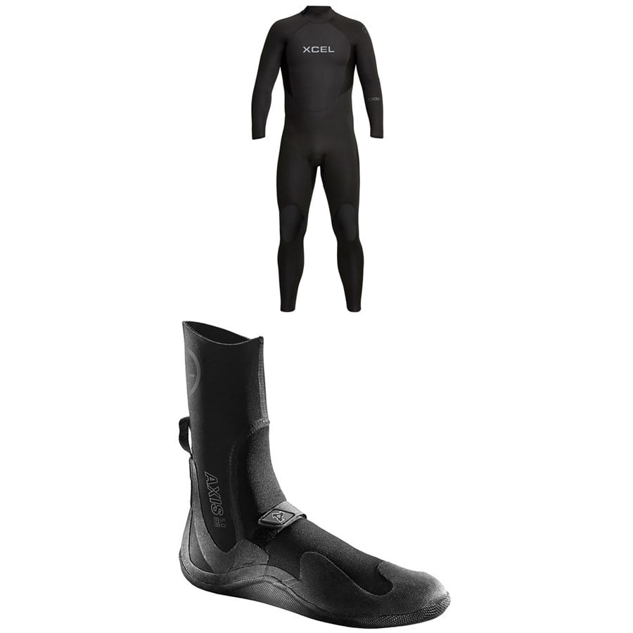 XCEL 5/4 Axis Back Zip Wetsuit + 5mm Axis Round Toe Wetsuit Boots