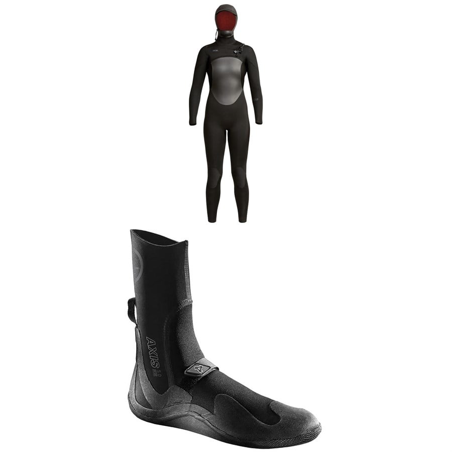 XCEL 5/4 Axis Hooded Wetsuit - Women's + 5mm Axis Round Toe Wetsuit Boots