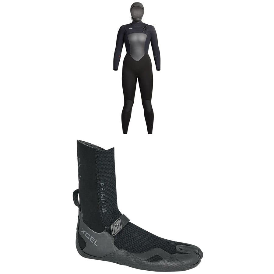 XCEL 5/4 Infiniti Hooded Wetsuit + 3mm Infiniti Split Toe Wetsuit Boots - Women's