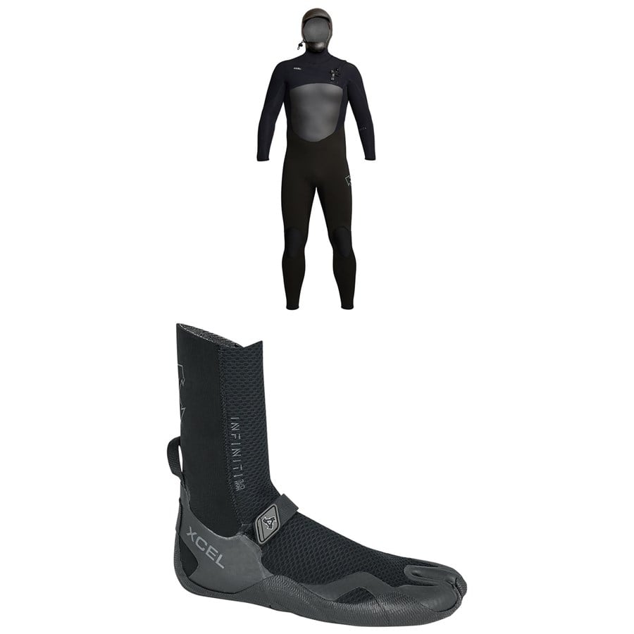 XCEL 5/4 Infiniti Hooded Wetsuit + 5mm Infiniti Split Toe Wetsuit Boots