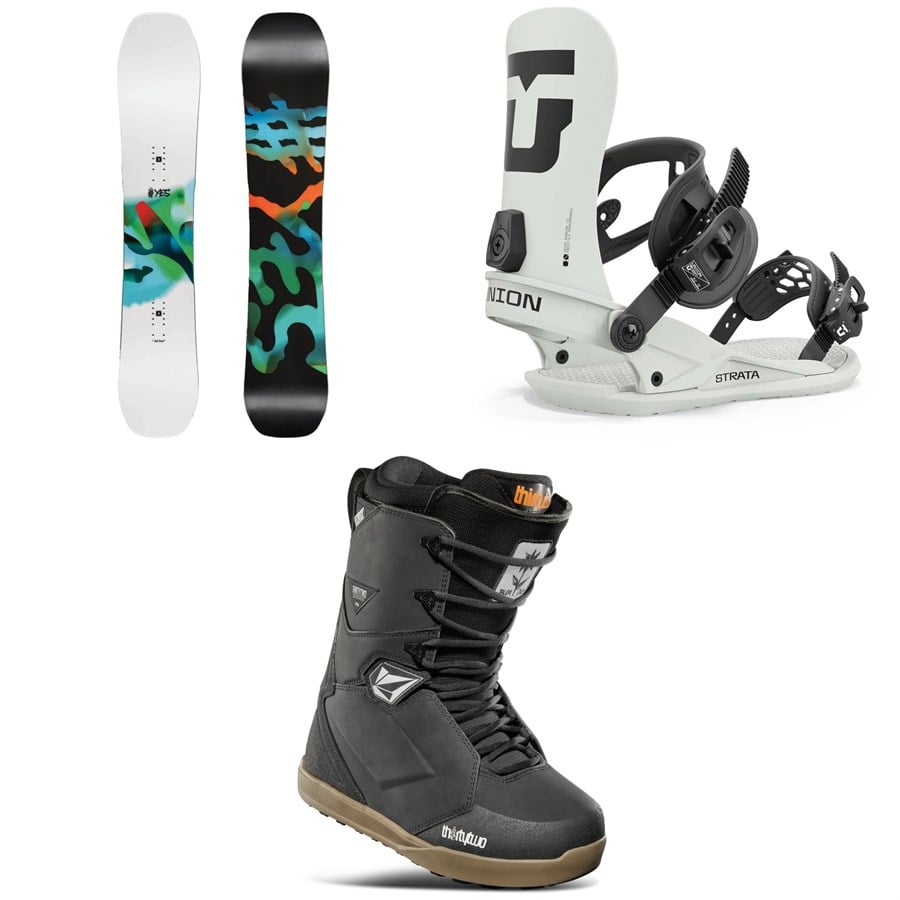 Yes. All-Out Snowboard + Union Strata Snowboard Bindings + Thirtytwo Lashed X Volcom Snowboard Boots 2025