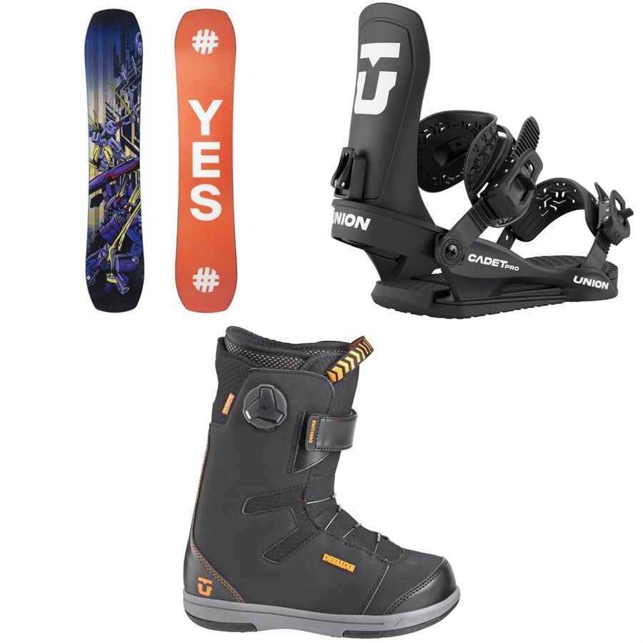 Yes. First Basic Snowboard + Union Cadet Pro Snowboard Bindings + Cadet Snowboard Boots - Kids' 2026